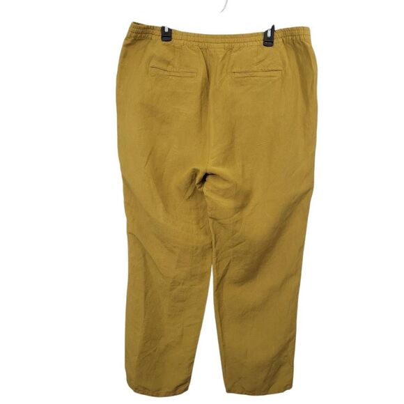 J.Jill Mustard Yellow Linen Rayon Pant Sz XL Tapered Relaxed Pull On Beachcomber - Picture 2 of 7